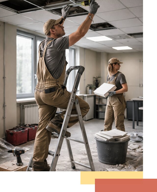 Ремонт потолка Армстронг и замена плит в Саянске