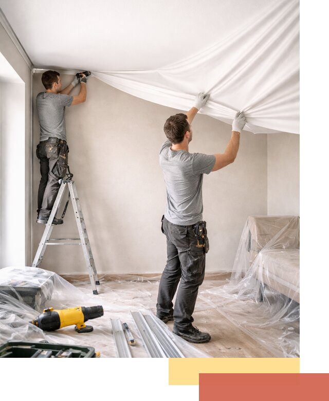 Монтаж тканевого натяжного потолка в Саянске недорого и быстро