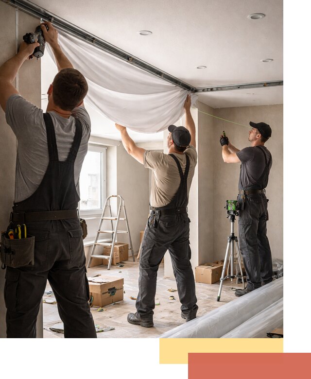 Монтаж парящего натяжного потолка под ключ в Саянске