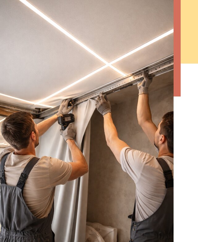 Монтаж натяжного потолка со световыми линиями в Саянске от 1221 руб. | ОТДЕЛОЧНИК-Сск