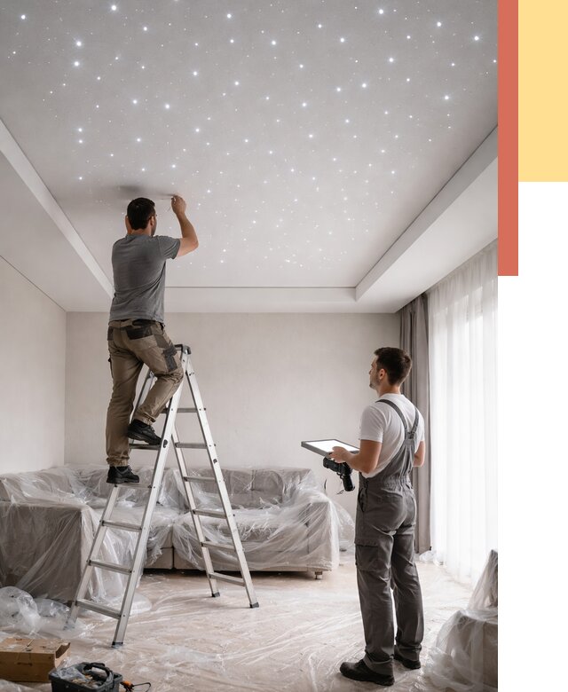 Монтаж натяжного потолка «звездное небо» в Саянске от 6613 руб. | ОТДЕЛОЧНИК-Сск