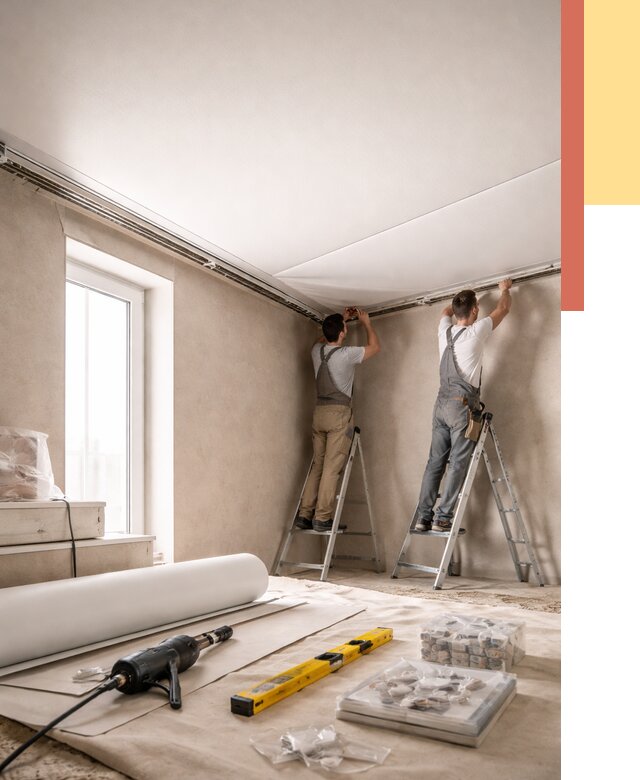 Монтаж натяжного потолка в спальне в Саянске от 3866 руб. под ключ | ОТДЕЛОЧНИК-Сск