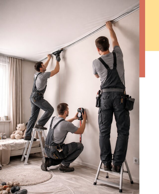 Монтаж натяжного потолка в детской в Саянске от 3561 руб. — быстро и недорого | ОТДЕЛОЧНИК-Сск