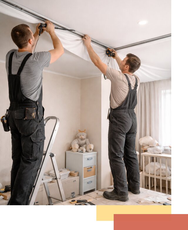 Монтаж натяжного потолка в детской комнате в Саянске