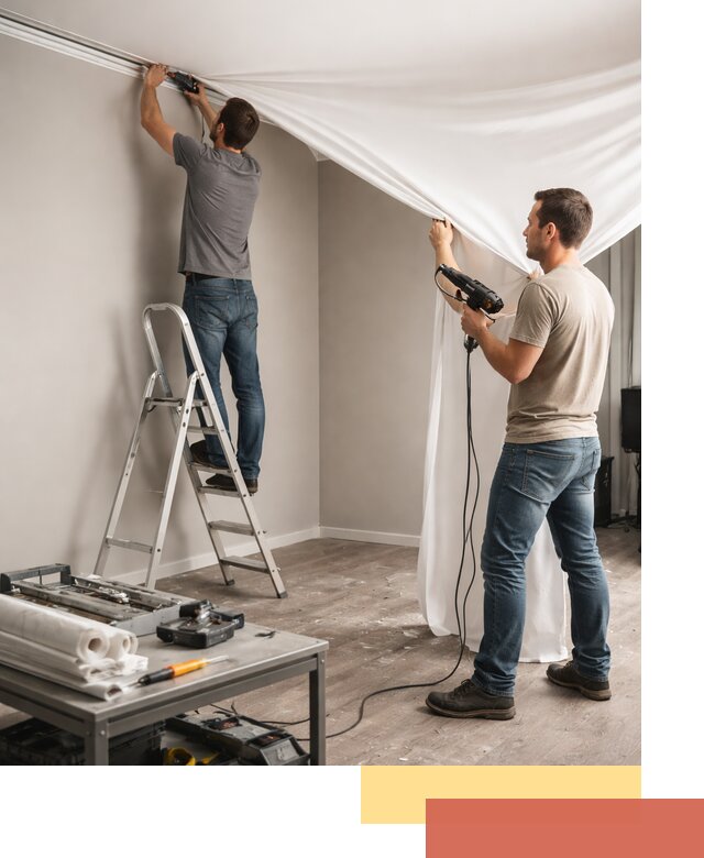 Монтаж натяжного потолка в студии в Саянске