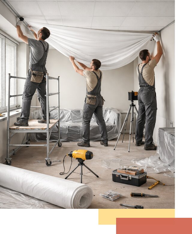 Монтаж натяжного потолка в офисе в Саянске