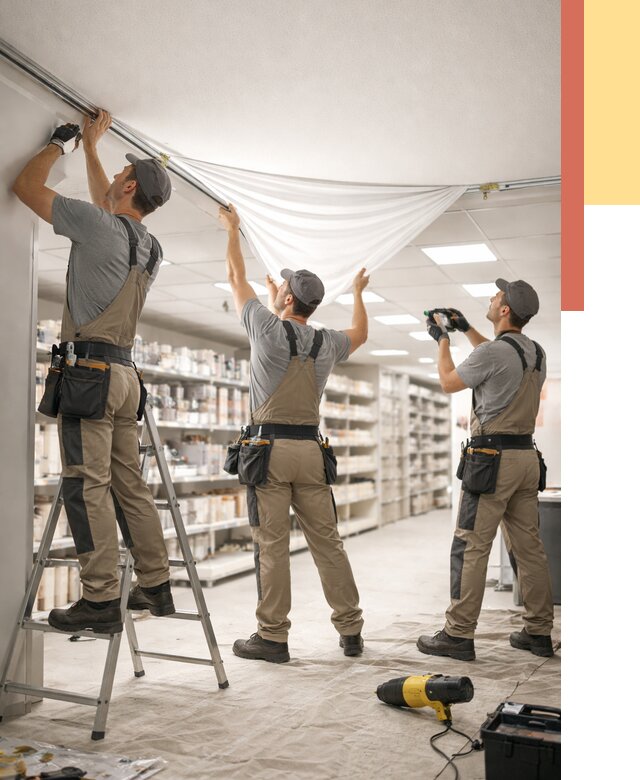 Монтаж натяжного потолка в магазине в Саянске от 4578 руб. быстро и недорого | ОТДЕЛОЧНИК-Сск