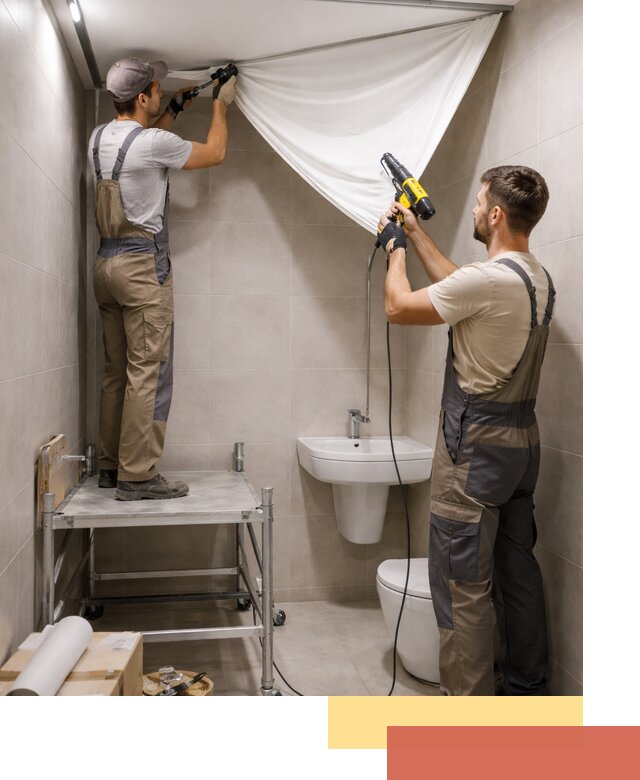 Монтаж натяжного потолка в санузле в Саянске