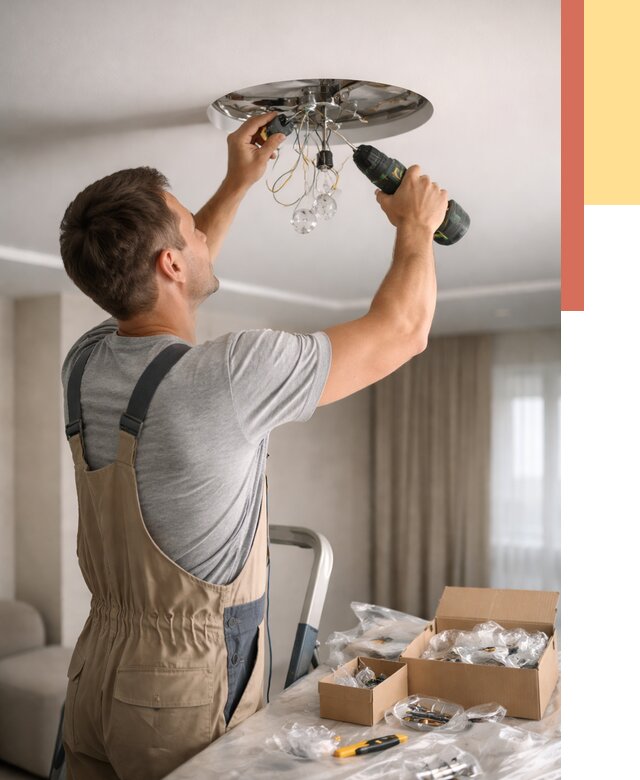 Установка люстры в натяжной потолок в Саянске от 1221 руб. | Быстро и недорого — ОТДЕЛОЧНИК-Сск