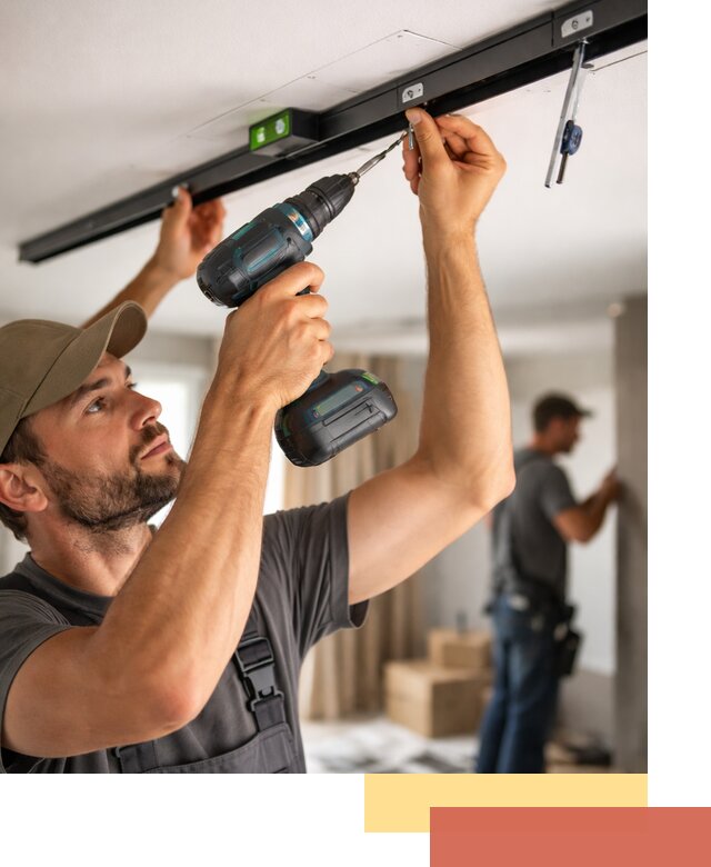 Установка трековых светильников в натяжной потолок в Саянске