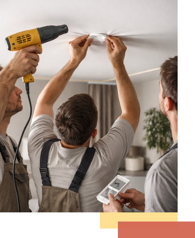 Ремонт прокола полотна натяжного потолка в Саянске