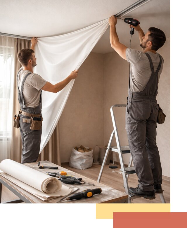 Замена полотна натяжного потолка в Саянске быстро и качественно