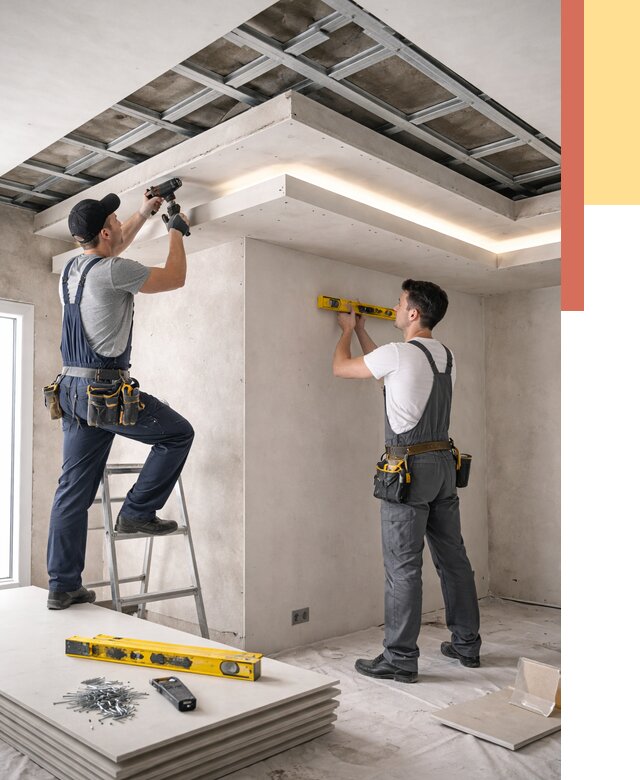 Двухуровневый потолок из гипсокартона в Саянске от 1475 руб. под ключ | ОТДЕЛОЧНИК-Сск