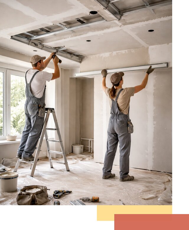 Монтаж многоуровневого потолка из гипсокартона в Саянске