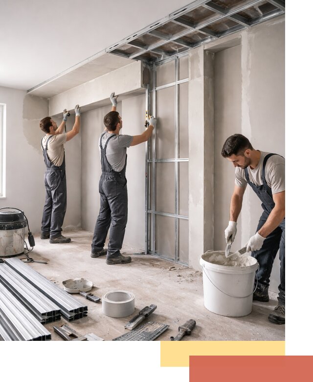 Монтаж потолка из гипсокартона с нишей в Саянске