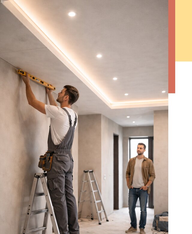 Потолок из гипсокартона с подсветкой в Саянске от 763 руб./м2 под ключ | ОТДЕЛОЧНИК-Сск