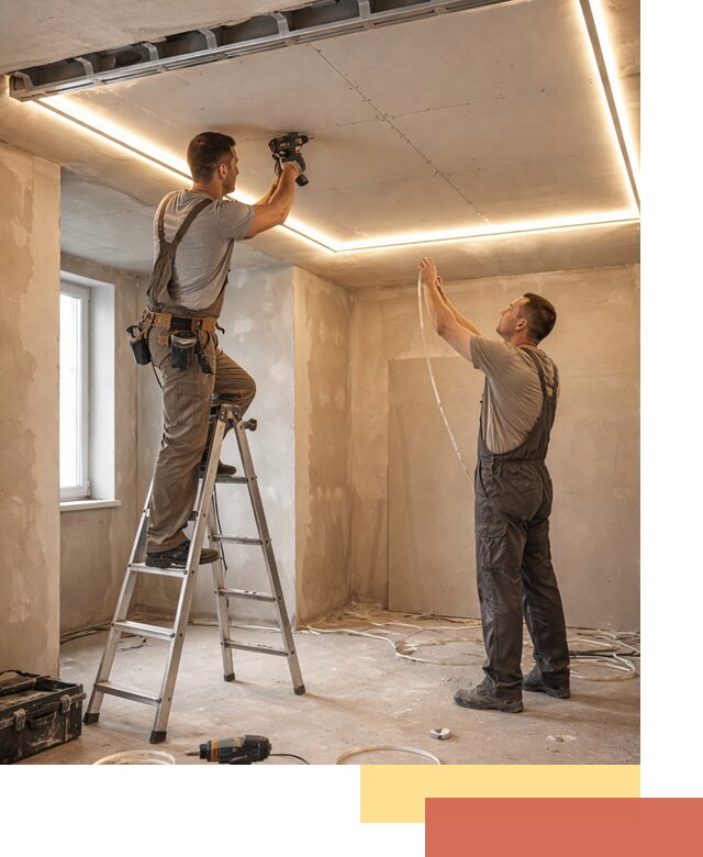 Потолок из гипсокартона с подсветкой в Саянске