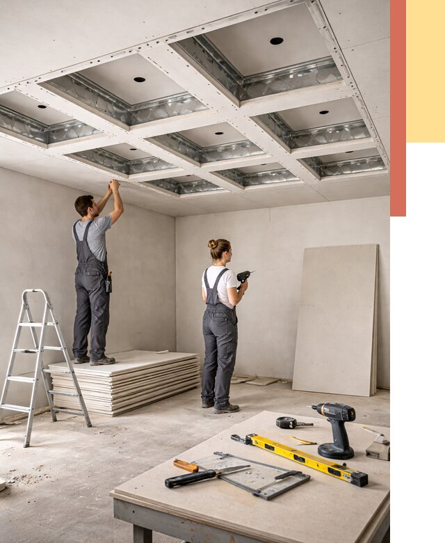 Кессонный потолок из гипсокартона в Саянске от 1882 руб. — монтаж и под ключ | ОТДЕЛОЧНИК-Сск