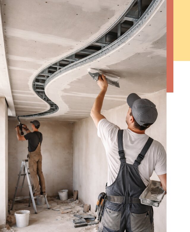 Криволинейный потолок из гипсокартона в Саянске от 2137 руб./м2 | ОТДЕЛОЧНИК-Сск