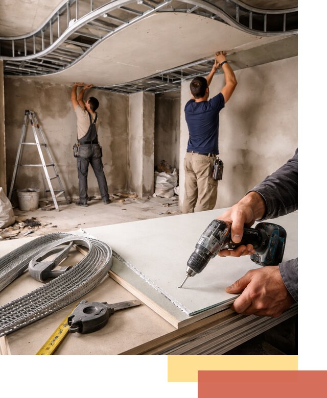 Криволинейный потолок из гипсокартона в Саянске — монтаж и отделка