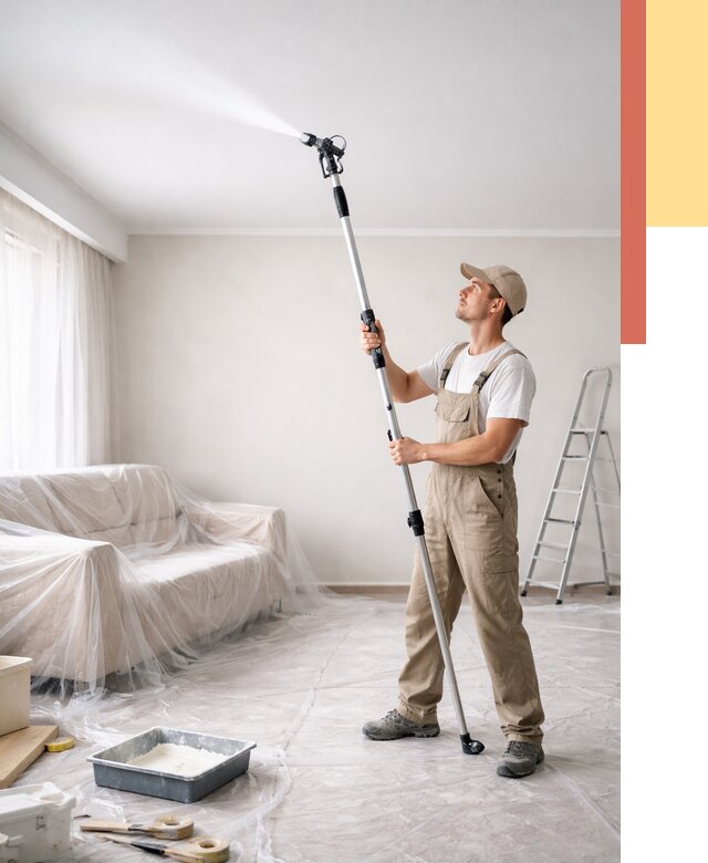 Покраска потолка краскопультом в Саянске от 4578 руб. быстро и недорого | ОТДЕЛОЧНИК-Сск