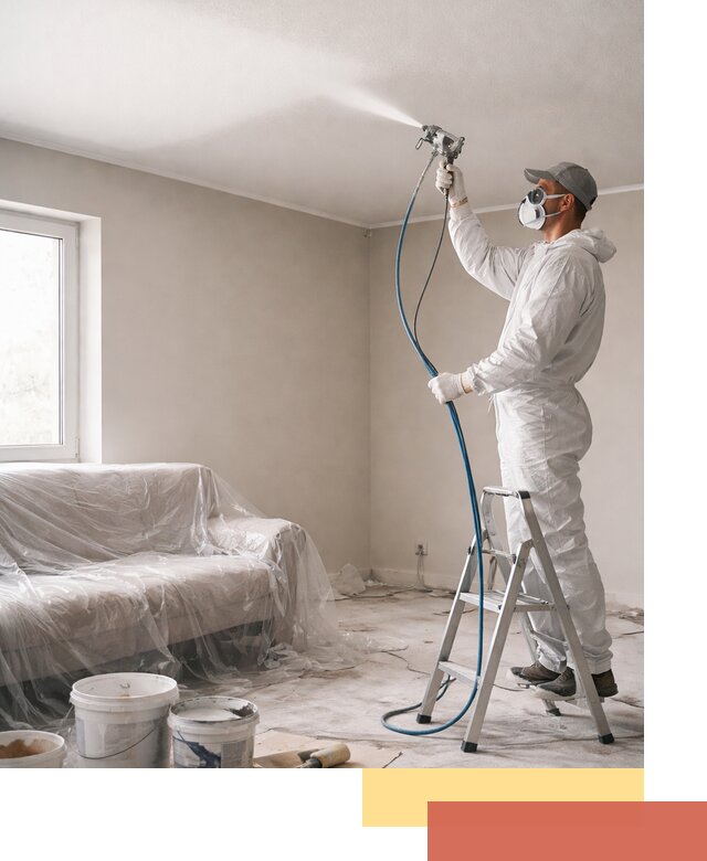 Покраска потолка краскопультом в Саянске быстро и качественно